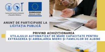 CCI a RM solicită oferte de preț privind achiziționarea utilajului automatizat de mare capacitate pentru extragerea și ambalarea mierii și familiilor de albine