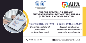 CCI vă invită la dialogul public-privat „Suport afacerilor rurale: subvenții pentru dezvoltare rurală și sectorul agroalimentar”