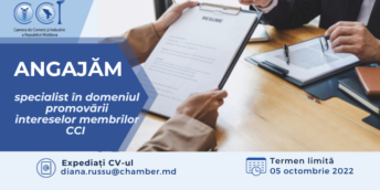 CCI a RM angajează specialist în domeniul promovării intereselor membrilor instituției