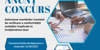 Anunț! Concurs pentru selectarea membrilor Comisiei de verificare a conformității unităților implicate în învățământul dual